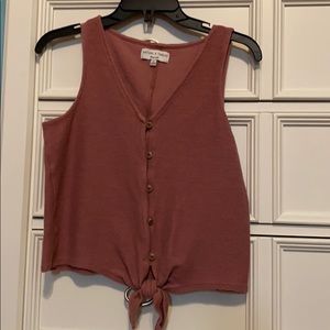 Madewell Texture & Thread Button Front Tie Tank
